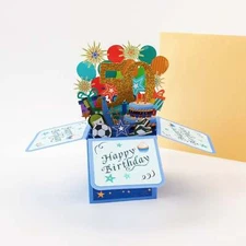 Happy 50th Birthday Surprise Box - Pop Up Birthday Greeting Card with Envelope