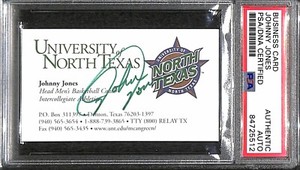 Johnny Jones "North Texas Mean Green 2* Champs" Auto Signed Business Card PSA