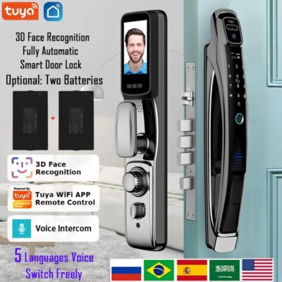 3D FACE Tuya Smart Home Door Lock Security Monitor Intelligent Fingerprint 2025