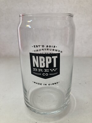Newburyport Brewing Beer GLASS Can Shaped 16 oz Pint NBPT Brew Co 01950 MA