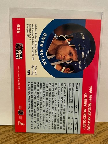 Owen Nolan 1990-91 Pro Set #635 Quebec Nordiques - Picture 2 of 2