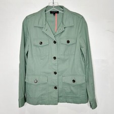 Talbots Woman s Jacket sz M Army Green Button Front Field Cargo Utility Outdoors