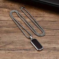 Fashion Men Simple Black Drip Oil Stainless Steel Necklace Pendant Gift New