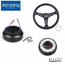 For Honda Civic 96-00 EK Black Steering Wheel + Slim Quick Release + Hub Adapter