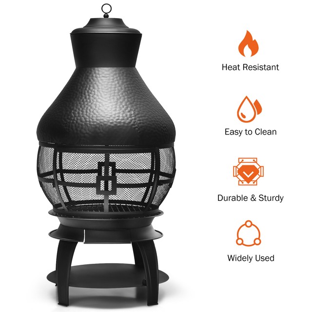Kay Home Products Sonora Outdoor Wood Burning Metal Chimenea Fireplace