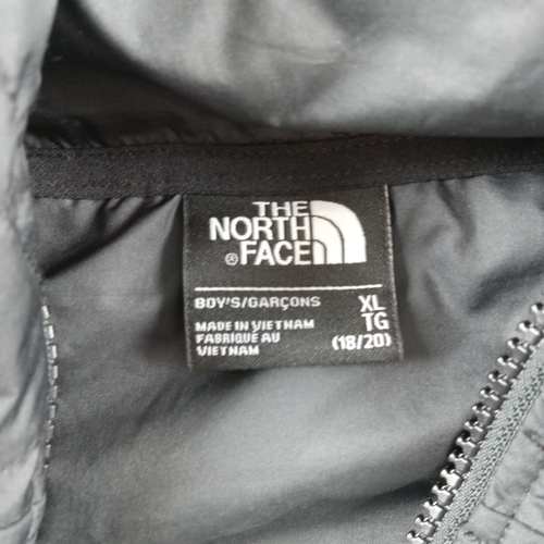 North Face Jacket Boys XL Black Quilted Puffer Fleece Sleeves Hoodie - Picture 5 of 8