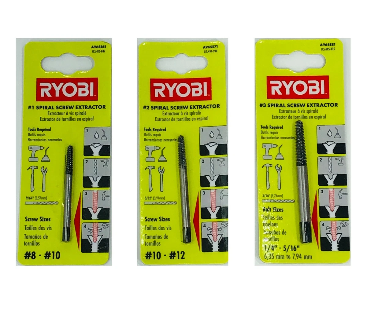 Ryobi 3 piece screw outlet extractor set