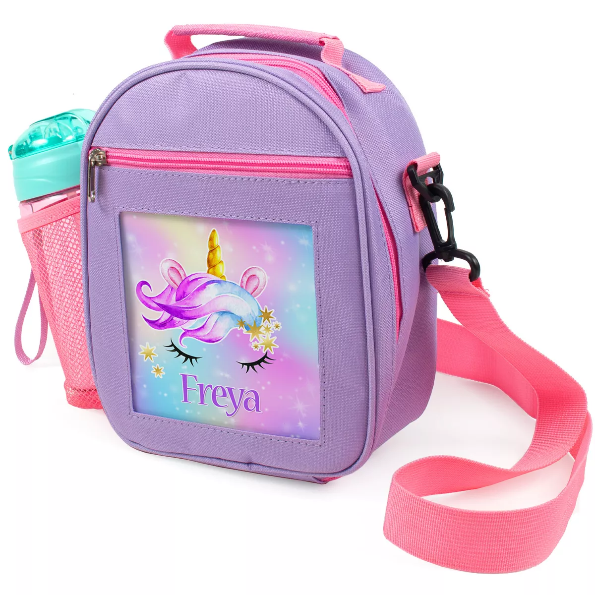 Kids Unicorn Insulated Lunch Box for Girls Rainbow Bag with Water Bottle  Holder