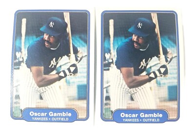 (2) 1982 Fleer #36 OSCAR GAMBLE New York Yankees Baseball Cards
