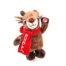 Dan Dee Rudolph Red Nose Reindeer Plush Stuffed Animal Light Sing Dancing Works