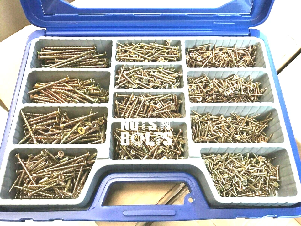 ASSORTED GENERAL PURPOSE WOODSCREWS - TRADE BOX OF 1700 WOOD SCREWS 20mm - 80mm - Image 3 of 4