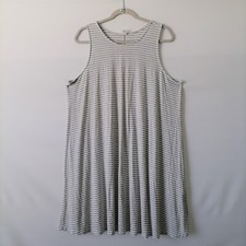 Old Navy Womens Gray White Striped Sleeveless Round Neck Shift Dress Size XL