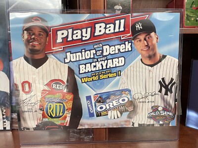 Griffey Jr Jeter 2001 Nabisco Oreo Cardboard Advertisement.