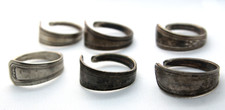 Lot of 6 Vintage Silver Plated Spoon Rings Estate 
