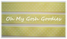 LAST 1 - 50 YARD SALE 2-25 YD ROLLS - 5/8" OFFRAY YELLOW DOT GROSGRAIN RIBBON