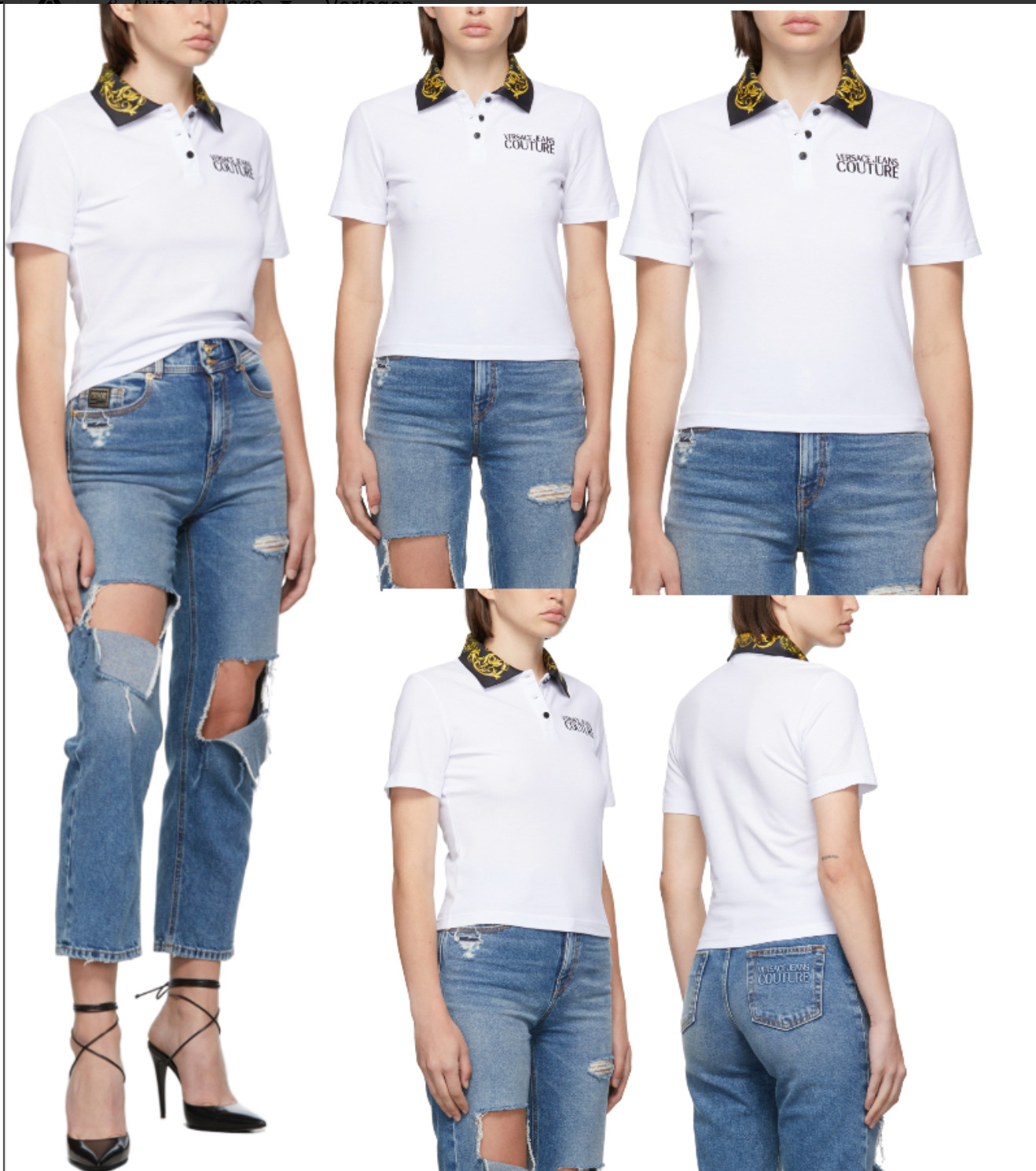 Versace Couture Baroque Cotton Piquet Polo Shirt T-shirt Blouse Retro Polohemd M