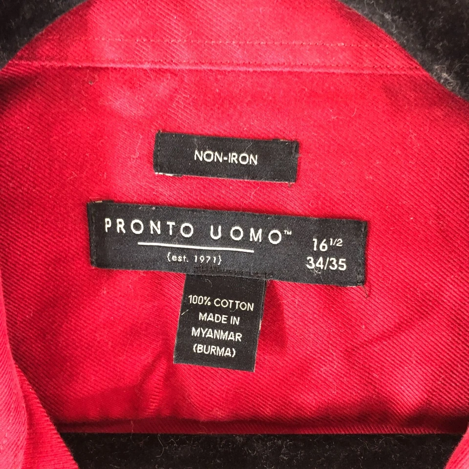 Camisa de vestir Pronto Uomo para hombre algodón sin hierro roja 16,5-34/35 Foto 3 de 3