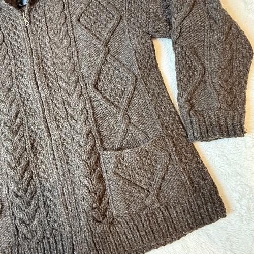 VTG Otavalo Sweater Hand Made Ecuador 100% Wool Chunky Knit Hooded Full Zip - Picture 5 of 8