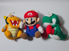 Mario Yoshi Bowser Plush 8" Set VTG Banpresto 1996 Super Mario World Doll Toy