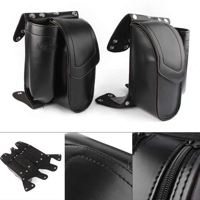 Black Leather Saddlbag Guard Bag For Harley Touring Electra Street