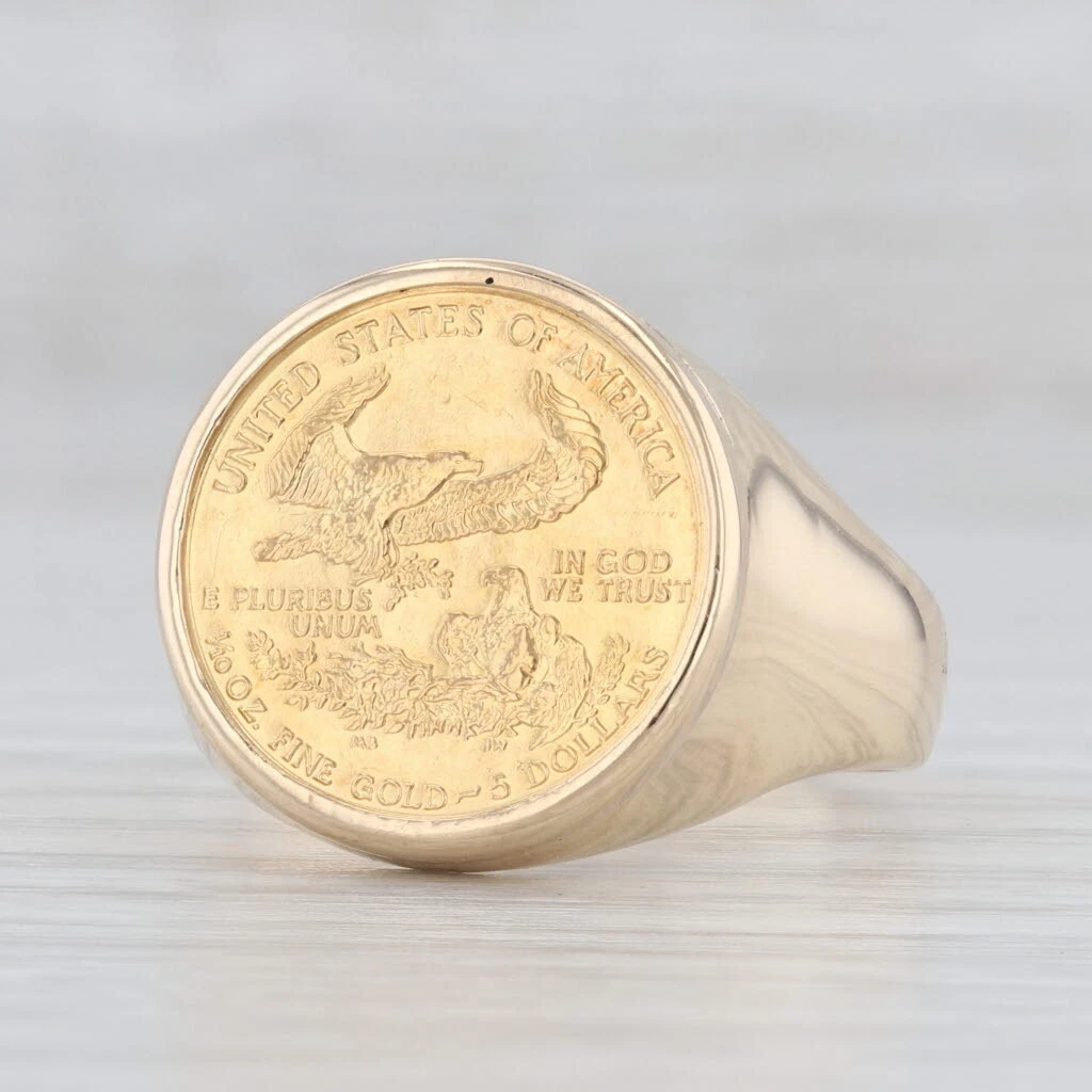 Authentic American Gold Eagle Coin Ring 10k 22k Gold Size 11 1