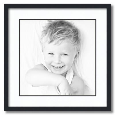 ArtToFrames Matted 20x20 Black Picture Frame with 2'' Double Mat, 16x16 Opening