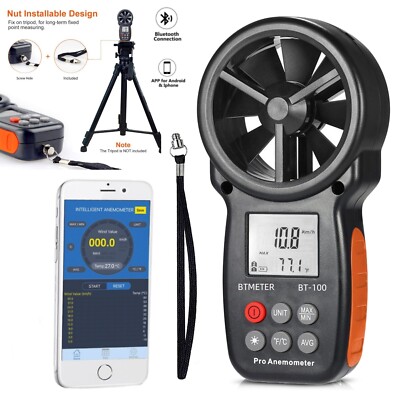 Handheld Digital Anemometer Wind Speed Gauge Meter 30m/s Wind Temp Tester w/APP