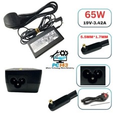 GENIUNE ACER LAPTOP CHARGER 19V - 3.42A, 65W (A11-065N1A) WITH POWER LEAD