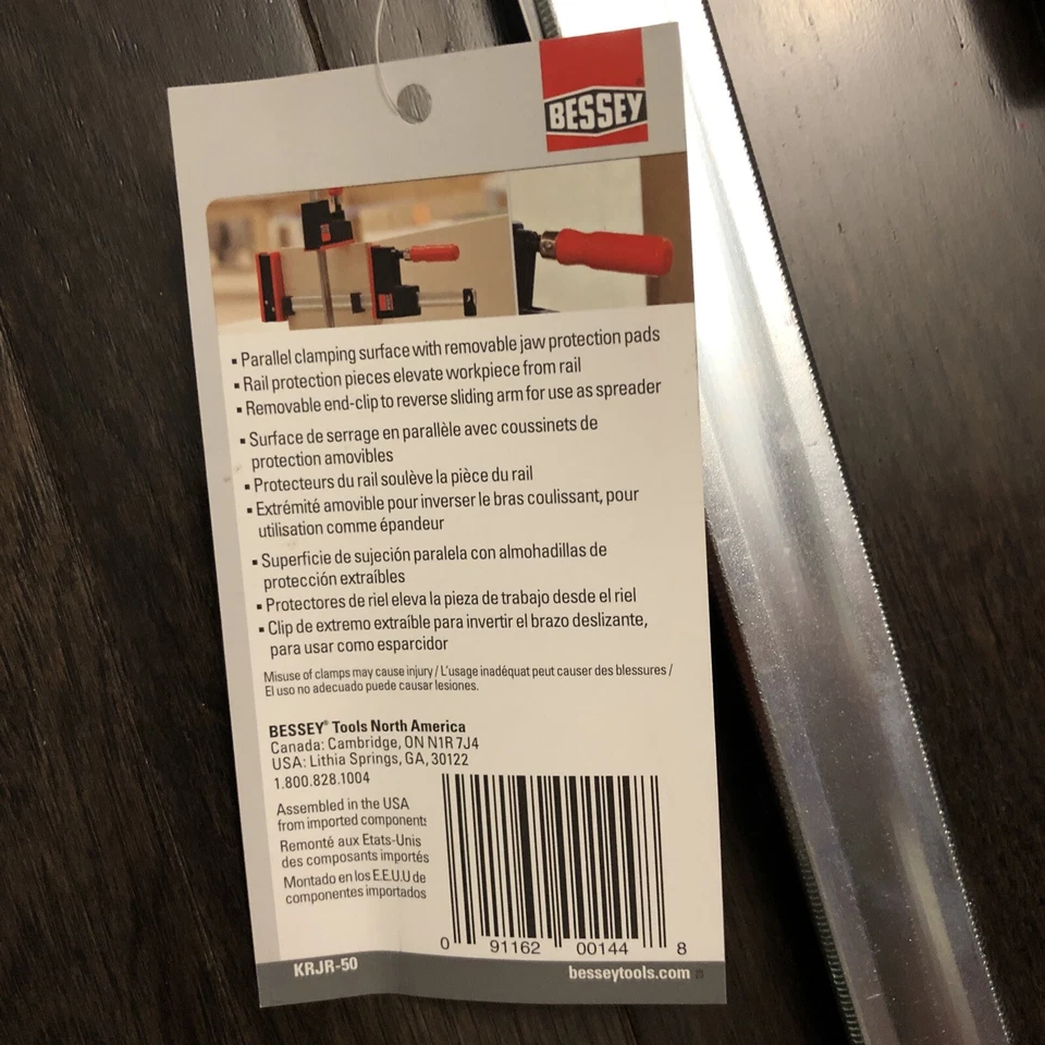 Nuevo juego de 2 abrazaderas de barra paralelas Bessey K-Body REVO Jr 50 pulgadas. KRJR-5 Foto 3 de 4