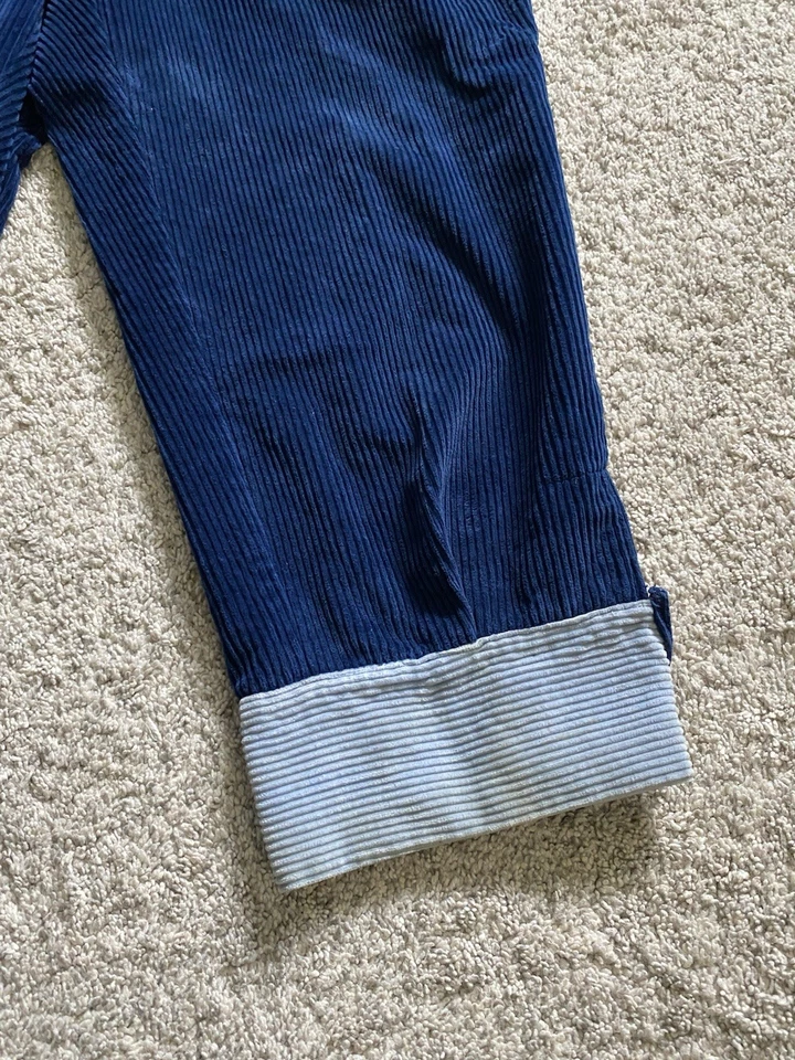 1950's Vtg Blue Corduroy Mens Pants Clam Diggers Workwear Pants 34” Waist 50s - Image 3 of 4