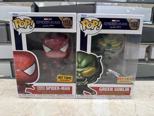 Funko Pop Friendly Neighborhood Spider-Man Green Goblin Metallic BoxLunch Bundle