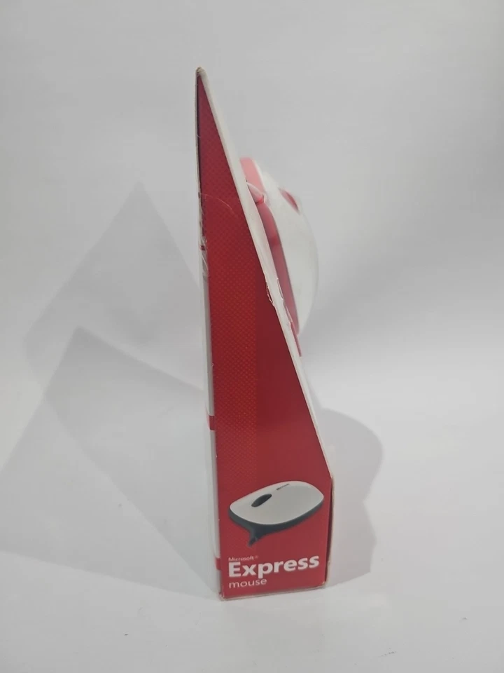 Microsoft Express Mouse USB Mouse Model 1480 White Red Cord NEW BOX WORN 2011 - Image 2 of 4
