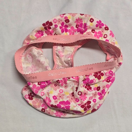 Delicates Pink Flowers Signature White Cotton Vintage Hi Cut Bikini Panties 5 - Picture 3 of 5