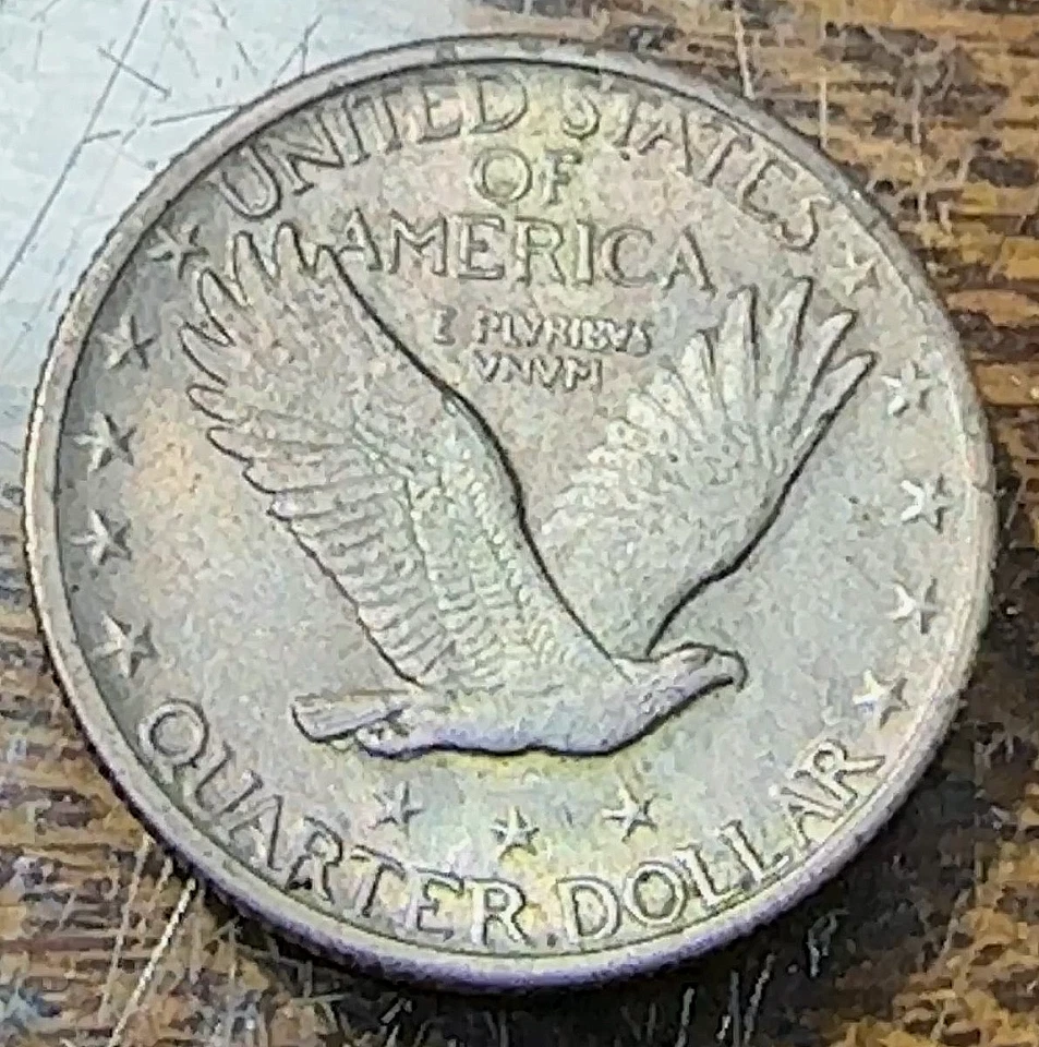 Cuarto Standing Liberty 1918 súper original muy a elección AU+ cabeza completa CHRC Foto 2 de 2