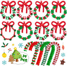 Christmas Crafts for Kids, Beaded Ornament Kit- 39Pcs DIY Christmas Ornaments to