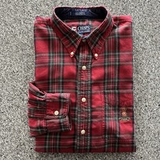 Vintage Chaps Ralph Lauren Shirt Mens XL Plaid Button Down Red Holiday