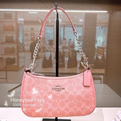NWT Coach Teri Shoulder Bag In Signature Canvas CAL51/Cv933 pink