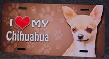 I "Heart" My Chihuahua Tin Metal Hanging Sign. Approximately 5" X 12".