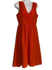 J. Crew Cotton Linen Elinor Dress Sleeveless 8 Tomato Girl Wedding Guest