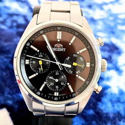Orient Chronograph Mens Watch UZ00C0B Quartz Stainless 41mm 17cm wrist 17cm