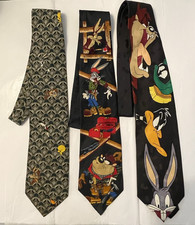 Vintage 1990's Lot of 3 Looney Tunes Cartoon Bugs Bunny and Friends Neckties