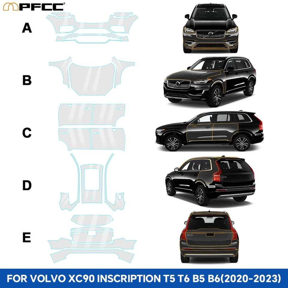 Для Volvo XC90 2020-2023 полный комплект для предварительной нарезки автомобиля защитная пленка прозрачная PPF TPU - Изображение 2 из 4