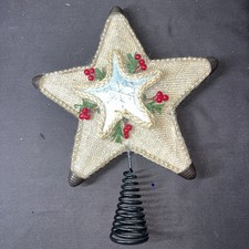 Country Farmhouse Star Tree Topper With Burlap And Tin 12 x 10