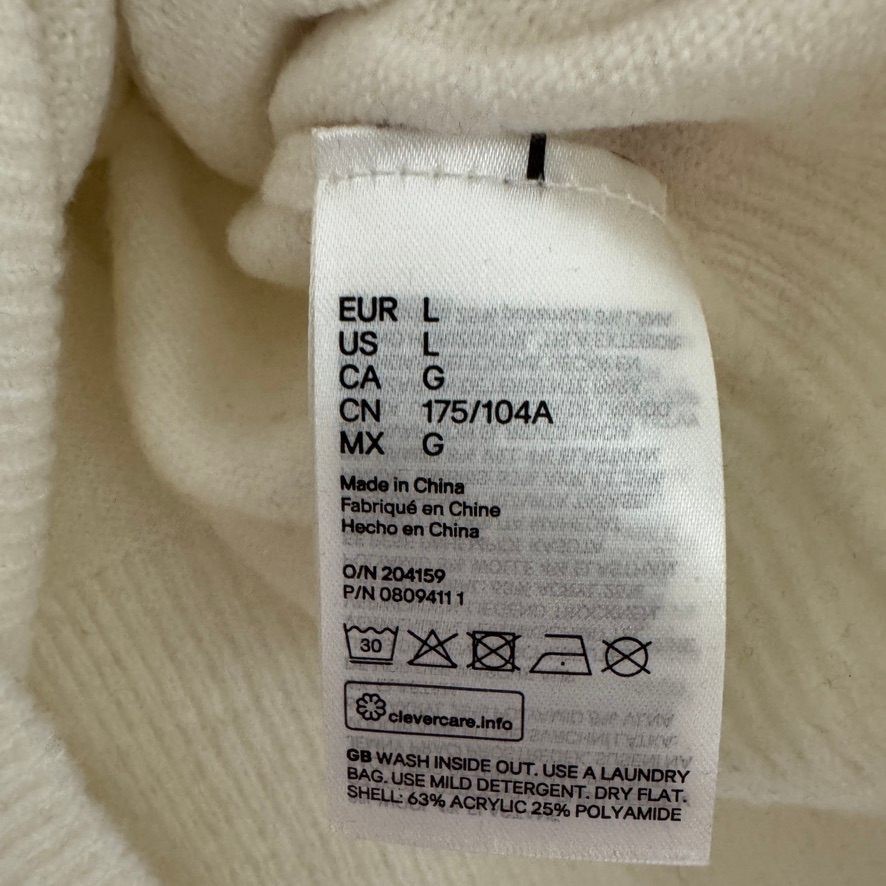 H&M Womens Gold Button Shoulder Sweater Jumper L White Long Sleeve Pullover thumbnail 5