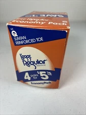 4 Pairs L’eggs Egg Regular Pantyhose Queen Size Suntan Reinforced Toe 1980s NEW