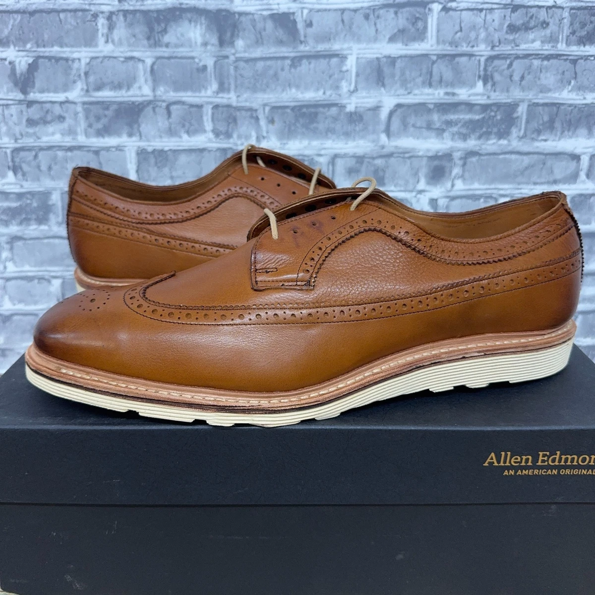 Allen Edmonds Shannon Drive Tan Wingtip Derby Leather 1646  display picture 3