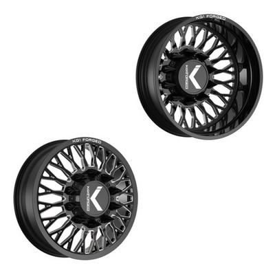 22x8.25 KG1 Forged KD049 Jacked-D Black Milled DUALLY Wheels 10x285 Set of 6