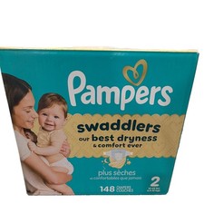 Pampers Swaddlers Size 2 Disposable Baby Diapers, 148 Count, 10-22 lb
