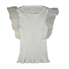Cream Ribbed Ruffle Sleeve Top Coquette Fairycore