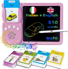 Drawing Writing Tablet for Toddlers - Talking Italian English Flash Cards Biling